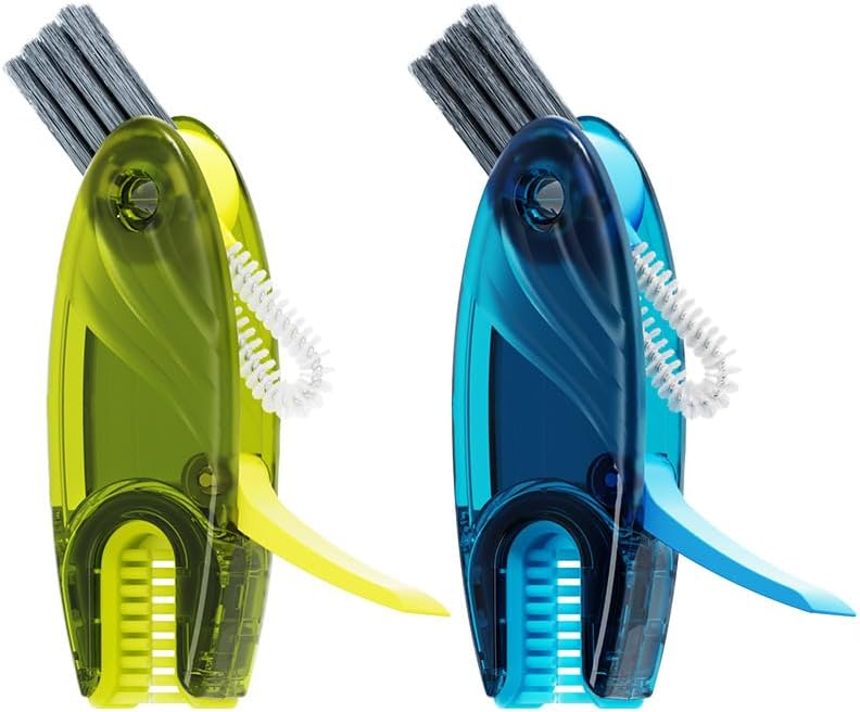 CraftinAround 4 in 1 Cup Lid Cleaning Brush Set Multifunctional Bottle Brush Cleaner Tiny Bottle Cup Lid Brush Straw Cleaner Tools Mini Silicone Bottle Cup-Holder Cleaner with Hook Remover Green + Blue - Image 1